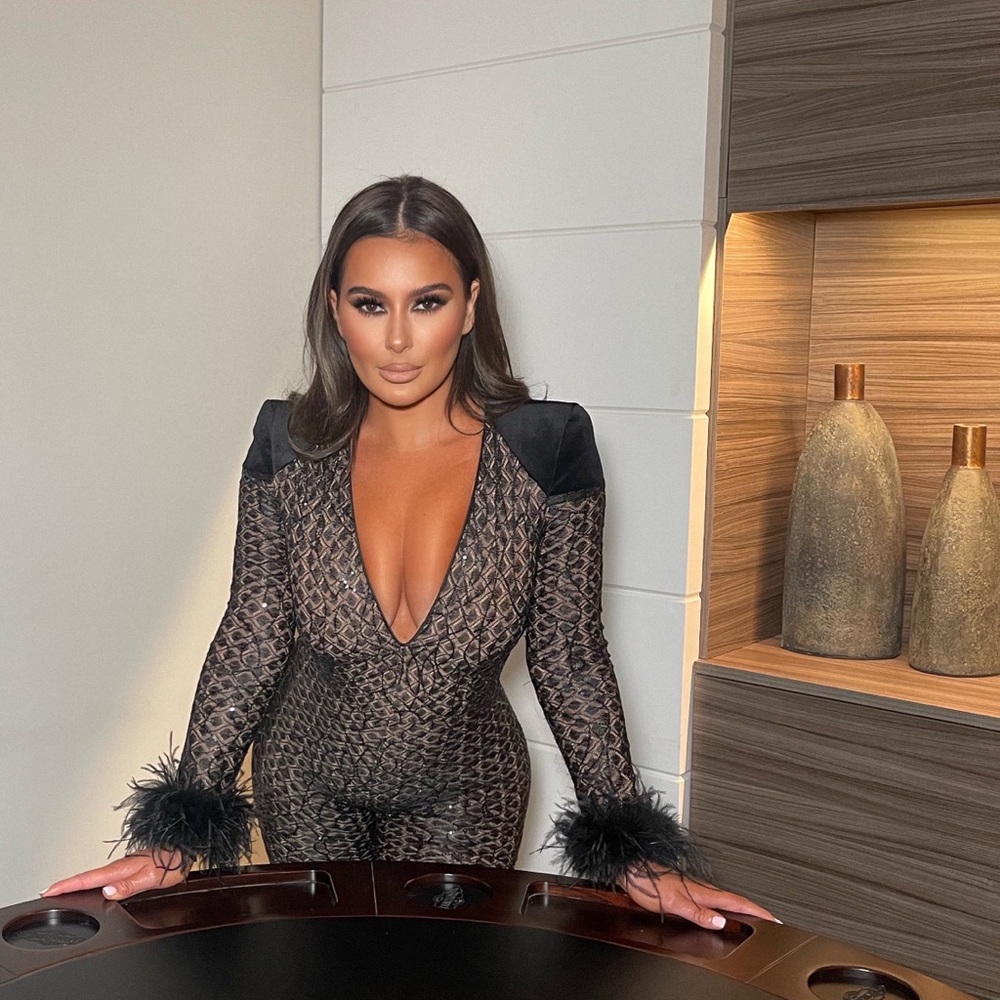 NADINE MERABI - RACHEL BLACK JUMPSUIT A SIZE MEDIUM - SOLD OUT ONLINE -